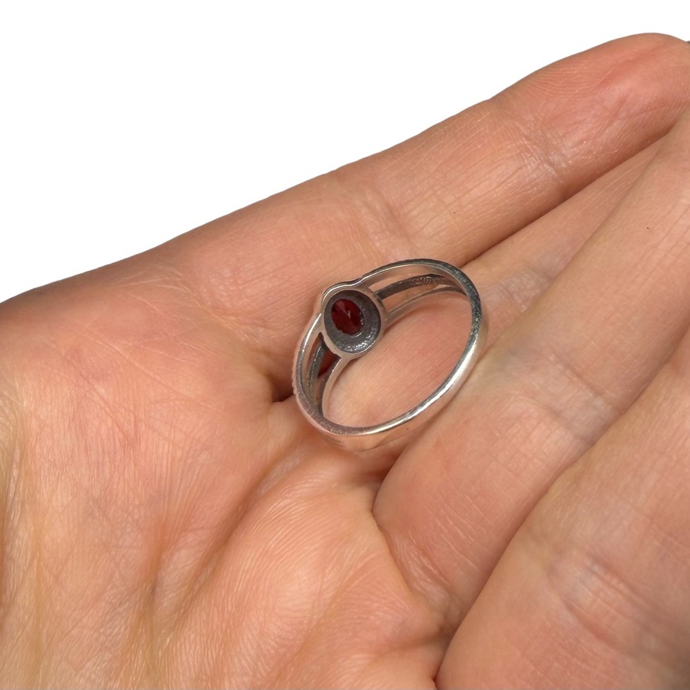 Hessonite Garnet Ring Size 7 Solid 925 Sterling S… - image 6